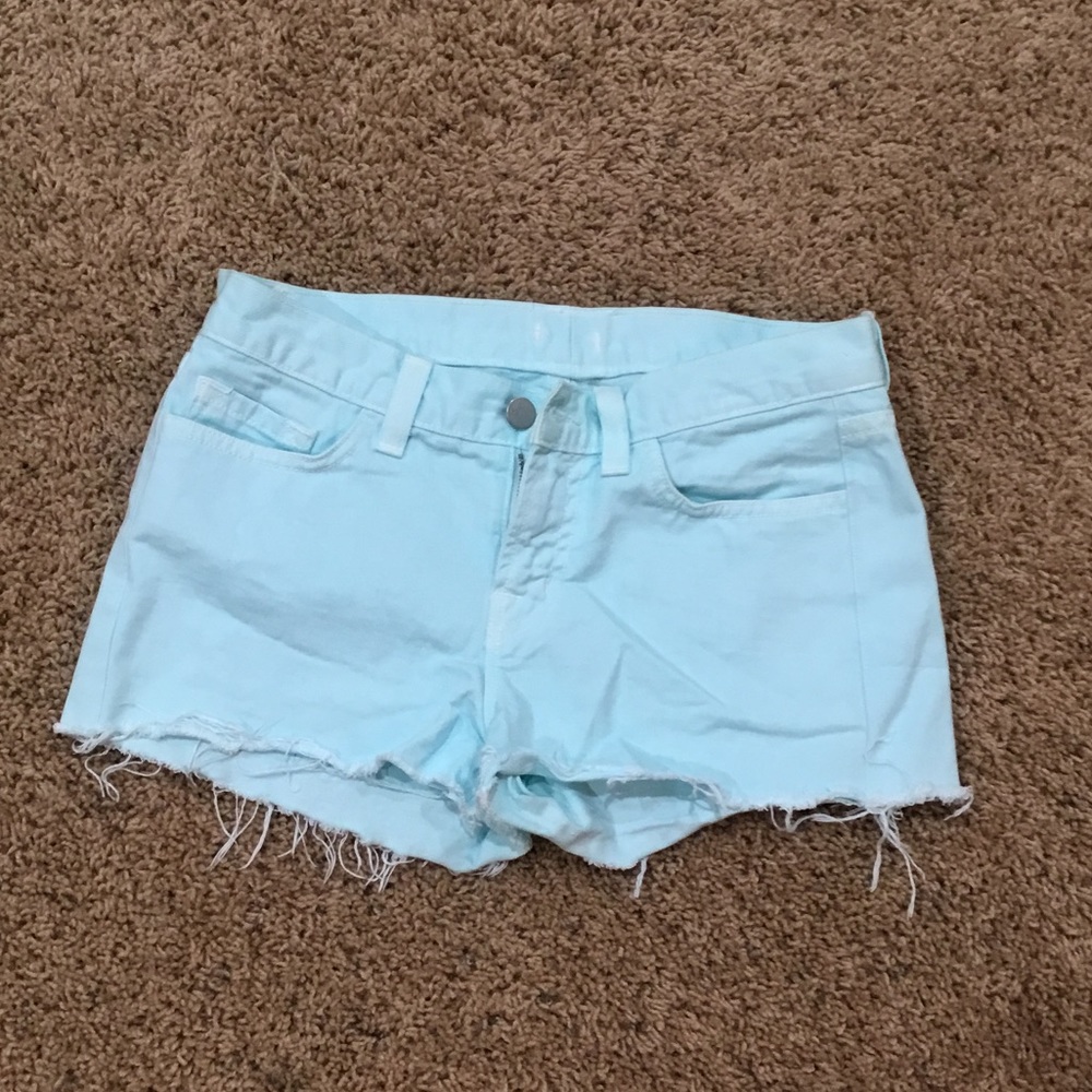 J Brand aqua cut off shorts. Mid Rise size 25